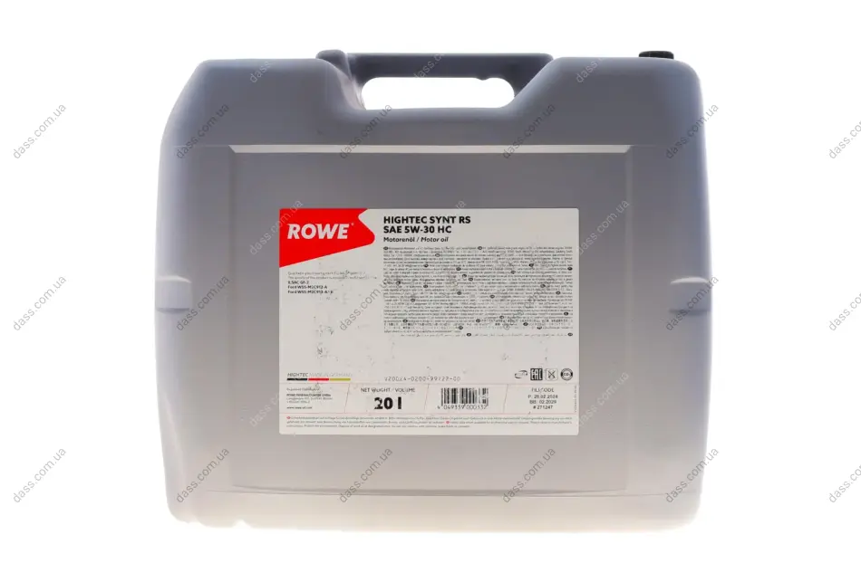 Олива 5W30 HIGHTEC SYNT RS HC (20L) (ILSAC GF-2/WSS-M2C912-A/WSS-M2C913-A/-B) ROWE 20024-0200-99 (фото 1)