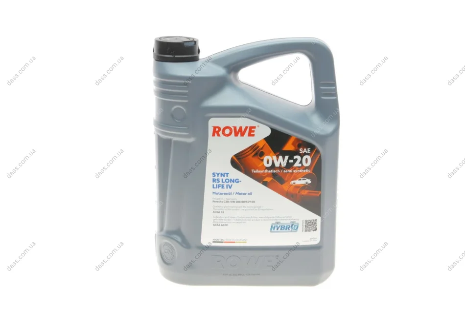 Олива 0W20 HIGHTEC SYNTH RS LONGLIFE IV (5L) (Porsche C20/VW 508 00/509 00) (ACEA A1/B1/C5) ROWE 20036-0050-99 (фото 1)