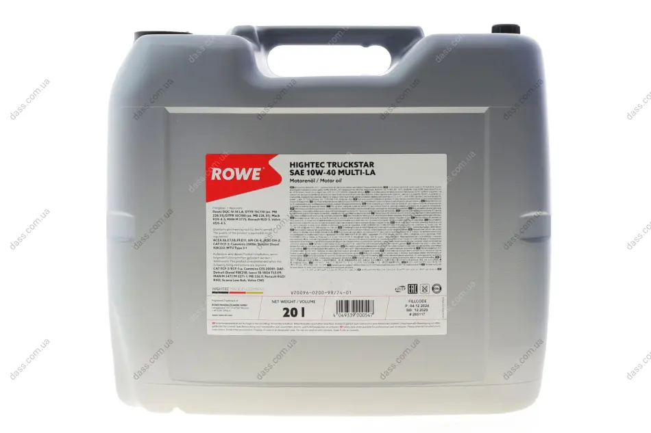 Олива 10W40 HIGHTEC TRUCKSTAR MULTI-LA (20L) (ACEA E6/E7/E9/API-CK/MB 228.51/Volvo VDS-4.5/Renault RLD-3) ROWE 20096-0200-99 (фото 1)