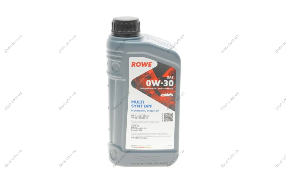 Олива 0W30 HIGHTEC MULTI SYNT DPF (1L) (MB 229.52/VW 504 00/507 00/503 00/506 00/BMW LL-04) (ACEA C3) ROWE 20112-0010-99 (фото 1)