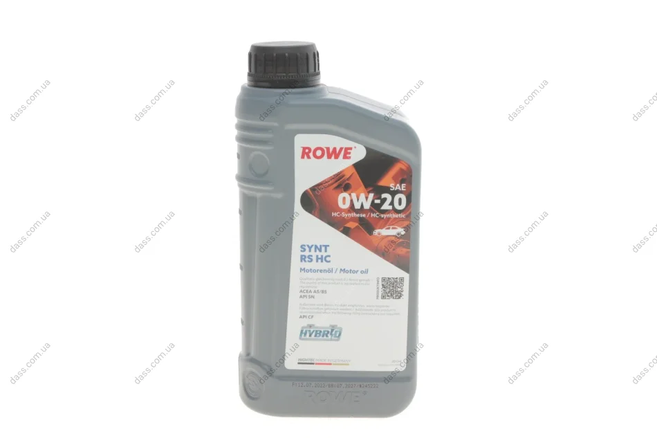 Олива 0W20 HIGHTEC SYNT RS HC (1L) (ACEA A5/B5) (API SN/API CF) ROWE 20134-0010-99 (фото 1)