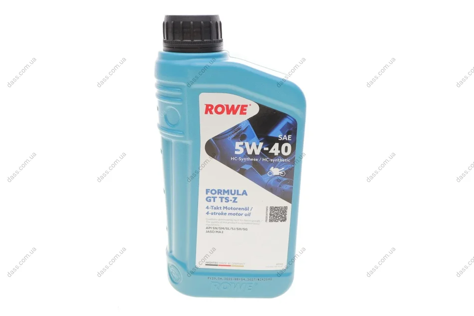 Олива 5W40 HIGHTEC FORMULA GT TS-Z 4T (1L) (JASO MA2) (API SN/SM/SL/SJ/SH/SG) ROWE 20143-0010-99 (фото 1)