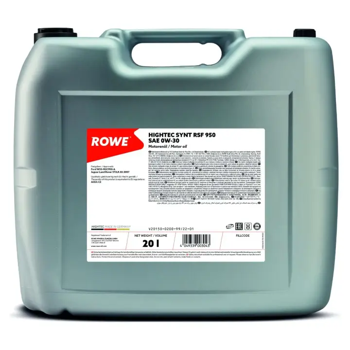 Олива 0W30 HIGHTEC SYNT RSF 950 (20L) (Ford WSS-M2C950-A/Jaguar Land Rover STJLR.03.5007) (ACEA C2) ROWE 20150-0200-99 (фото 1)