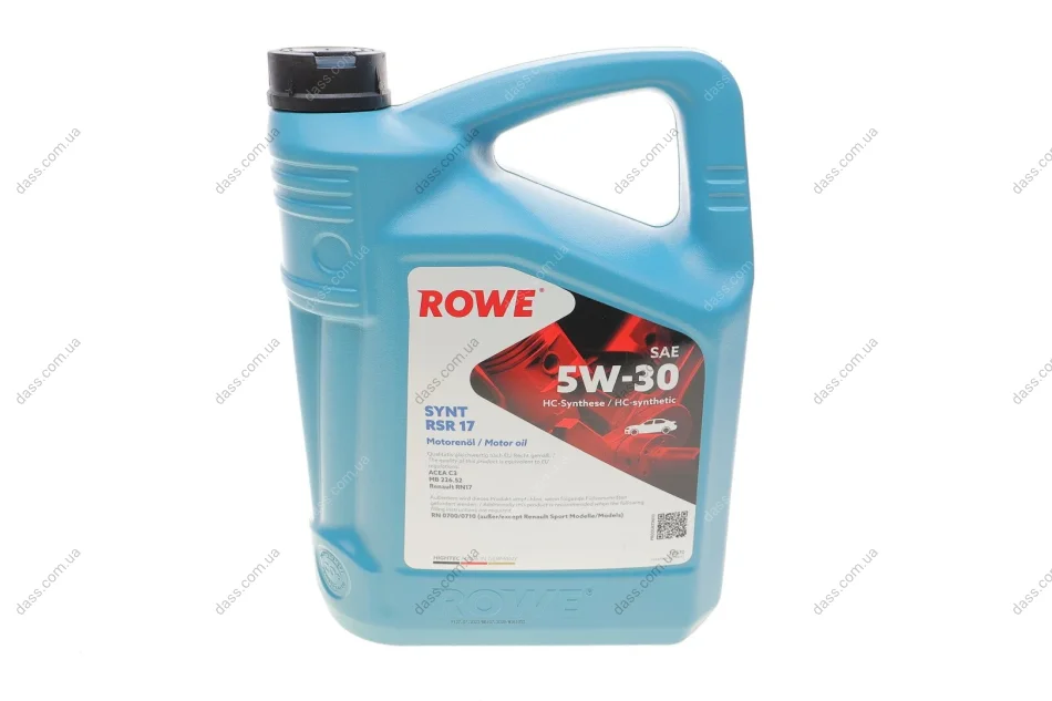 Олива 5W30 HIGHTEC SYNT RSR 17 (5L) (MB 226.52/RN17/RN 0700/0710/RN17) (ACEA C3) ROWE 20370-0050-99 (фото 1)