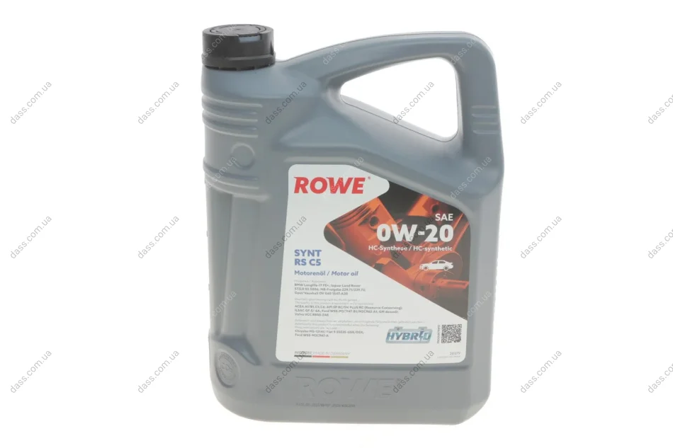 Олива 0W20 HIGHTEC SYNT RS C5 (5L) (MB 229.72/BMW LL-17 FE+/Ford WSS-M2C947-A/B1) ROWE 20379-0050-99 (фото 1)