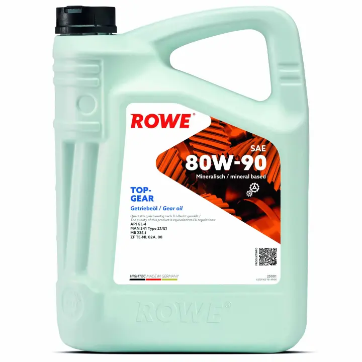 Олива 80W90 HD HIGHTEC TOPGEAR (5L) Mineral (ZF TE-ML 02A/MB 235.1/API GL-4) (світло-коричневий) ROWE 25001-0050-99 (фото 1)