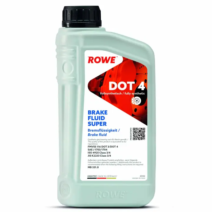 Рідина гальмівна HIGHTEC BRAKE FLUID SUPER DOT 4 (1L) (DOT 3/DOT 4) ROWE 25102-0010-99 (фото 1)