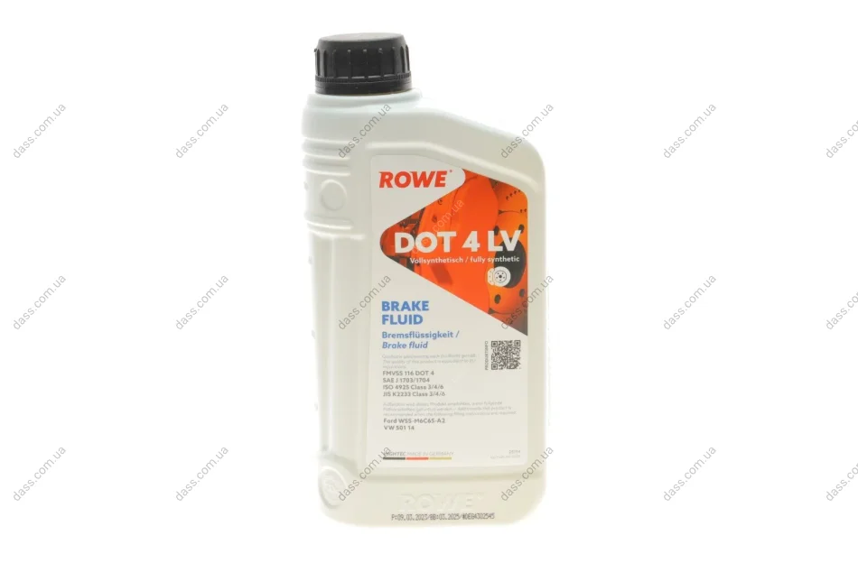 Рідина гальмівна HIGHTEC BRAKE FLUID DOT 4 LV (1L) (ABS/ESP) ROWE 25114-0010-99 (фото 1)