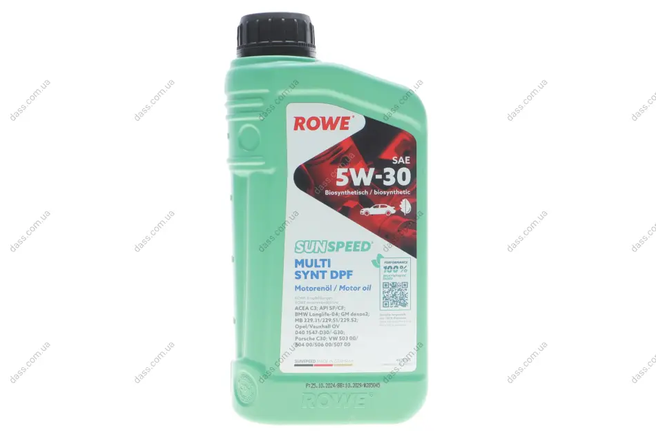 Олива 5W30 SUNSPEED MULTI SYNT DPF (1L) (BMW LL-04/MB229.51/229.31/229.52/VW504 00/507 00/GM dexos2) ROWE 4920125-0010-99 (фото 1)