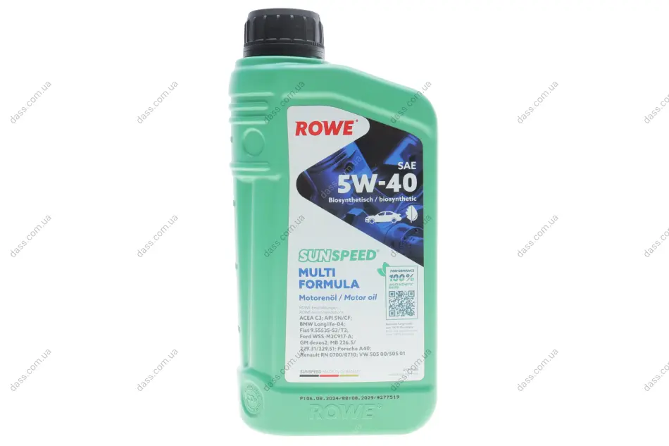 Олива 5W40 SUNSPEED MULTI FORMULA (1L) (MB 229.51/VW 505 00/505 01/BMW LL-04/RN0710/0700) ROWE 4920138-0010-99 (фото 1)