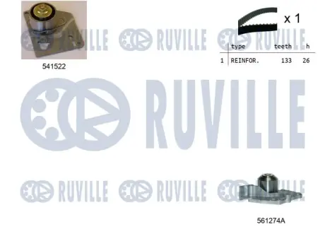 NISSAN К-кт ГРМ (помпа+ролик+ремінь) Primera,Laguna II,Scenic 1.9dCi 02- RUVILLE 5501281