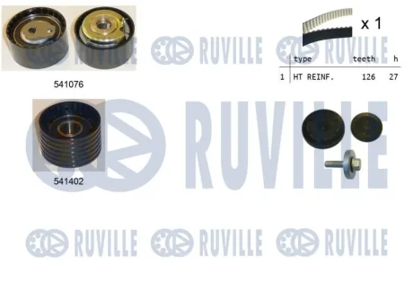 Фото 1 - к-кт. ГРМ (ремінь+ 2шт. ролика+кріплення) Renault Laguna II 2.0 Ruville 550278 К-кт. ГРМ (ремінь+ 2шт. ролика+кріплення) Renault Laguna II 2.0 Ruville 550278 (фото 1)