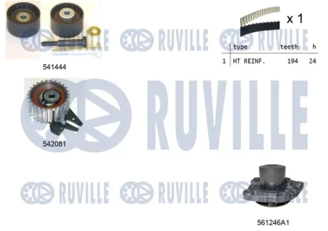 OPEL К-кт ГРМ с водяным насосом COMBO Combi 12-, LANCIA DELTA III, MUSA 1.6 D Ruville 5503031