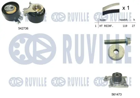 NISSAN К-кт. ГРМ (ремінь грм+ролик+помпа води) JUKE, NV200 / EVALIA 1.5dci RUVILLE 5503781