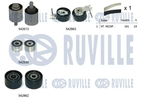 OPEL Комплект ГРМ (4 ролика + ремінь) INSIGNIA A 2.0 CDTi Ruville 550512