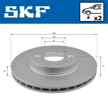 RENAULT диск гальмівний передній Sandero,Logan II,Renault,Smart SKF VKBD 80009 V2