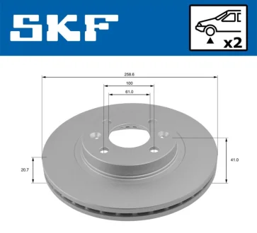 RENAULT гальмівний диск перед(258) Clio,Kangoo,Megane I,R19 1.7,1.8I 16V 91-5 SKF VKBD 80011 V2