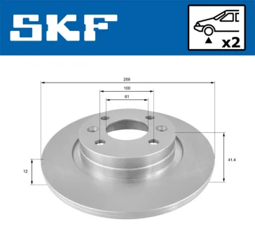 RENAULT гальмівний диск перед Logan,Sandero 04-,Smart SKF VKBD 80025 S2