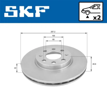 OPEL гальмівний диск перед Corsa D 06-, FIAT GRANDE PUNTO 05- SKF VKBD 80038 V2