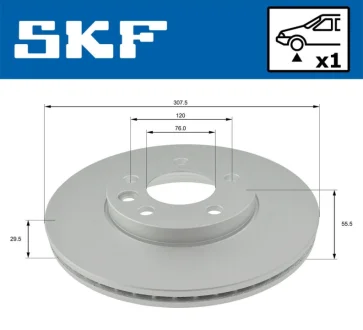 VW гальмівний диск передн.T5 1.9Tdi 2.5Tdi 2.0i 03 SKF VKBD 80040 V1