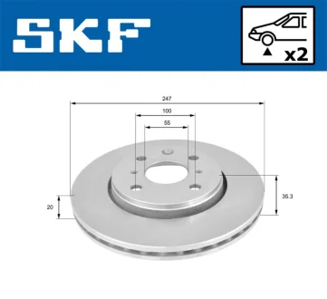 CITROEN гальмівний диск передн.C1,Peugeot 107/108,Toyota Aygo 05- SKF VKBD 80043 V2