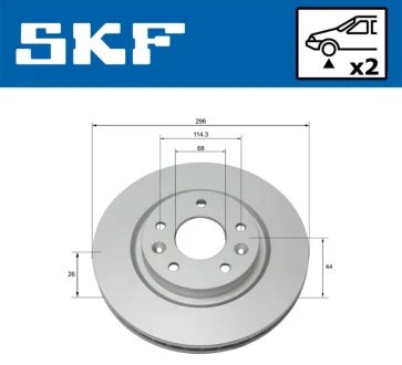Диск гальмівний передній NISSAN LEAF, QASHQAI II, X-TRAIL, X-TRAIL III RENAULT KADJAR, KOLEOS II 1.2-Electric 11.10- SKF VKBD 80047 V2