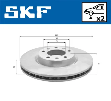 PEUGEOT гальмівний диск перед 308 II 1.2 1.6 2013- SKF VKBD 80049 V2