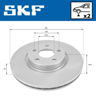 FORD гальмівний диск передн.Focus C-MAX 1.6/1.8TDCI 2.0i SKF VKBD 80053 V2