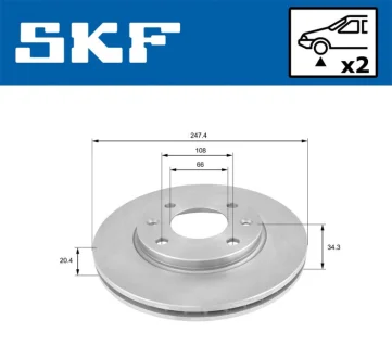 PEUGEOT гальмівний диск перед 206 98 SKF VKBD 80092 V2