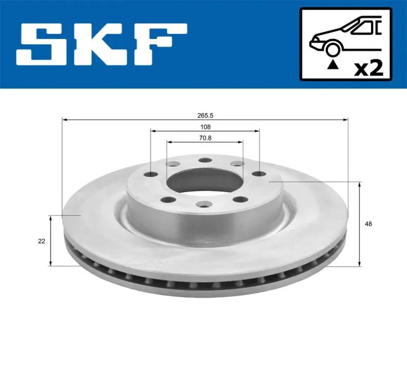 PEUGEOT гальмівний диск передн. 308 13 SKF VKBD 80113 V2 (фото 1)