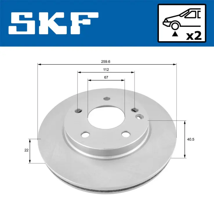 Mercedes гальмівний диск передн. W168 SKF VKBD 80119 V2 (фото 1)