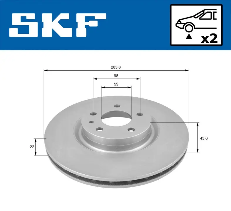 FIAT гальмівний диск передн.Doblo 10 SKF VKBD 80150 V2 (фото 1)