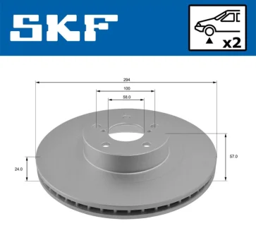 SUBARU гальмівний диск передн.Forester 02 SKF VKBD 80153 V2