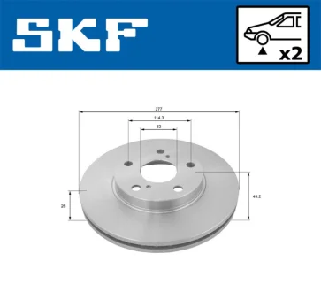 TOYOTA гальмівний диск перед Auris 12-,Corolla 13 SKF VKBD 80160 V2