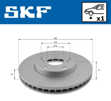 OPEL диск гальмівний передній (296*30) Insignia 08- SKF VKBD 80187 V1