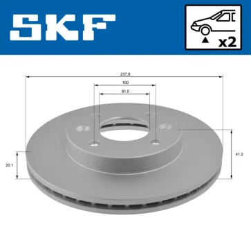 RENAULT гальмівний диск передн R11,19,21,Clio,Kangoo,Megane SKF VKBD 80195 V2