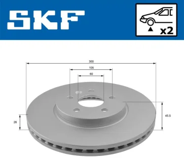 OPEL гальмівний диск перед Mokka 12 SKF VKBD 80221 V2