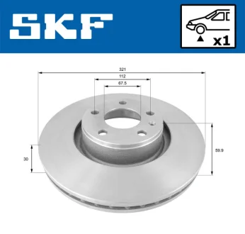 AUDI гальмівний диск передн. A6, A8 03 SKF VKBD 80226 V1