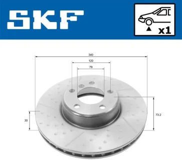 BMW гальмівний диск 1 (F20) 15-19, 3 (F30, F80) 12-18 SKF VKBD 80246 V1