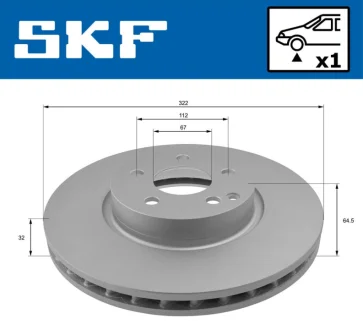 Mercedes гальмівний диск передн. C204, E212 SKF VKBD 80257 V1