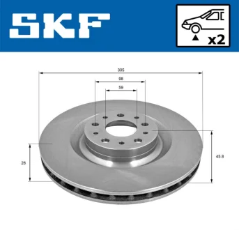 FIAT гальмівний диск передн.Doblo 10 SKF VKBD 80317 V2