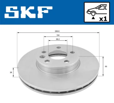 VW Диск гальмівний перед. (вентил.) T4, Sharan 00- FORD SEAT (300*26) SKF VKBD 80322 V1