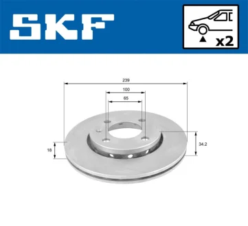 VW гальмівний диск вент.перед Polo 3/95-,Lupo SKF VKBD 80331 V2