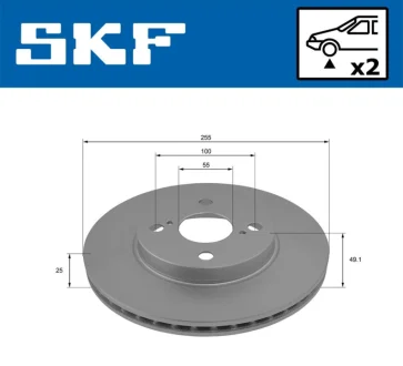 TOYOTA диск гальмівний передн.Corolla 02- SKF VKBD 80333 V2