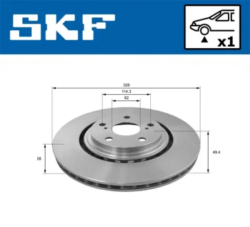 TOYOTA гальмівний диск перед HIGHLANDER 07 SKF VKBD 80342 V1