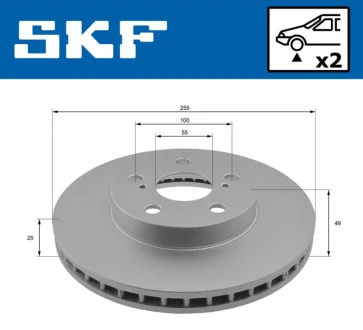TOYOTA диск гальм. передній Prius 1,8Hybrid SKF VKBD 80383 V2