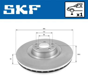 AUDI гальмівний диск перед A6,A8 VW Phaeton SKF VKBD 80418 V1