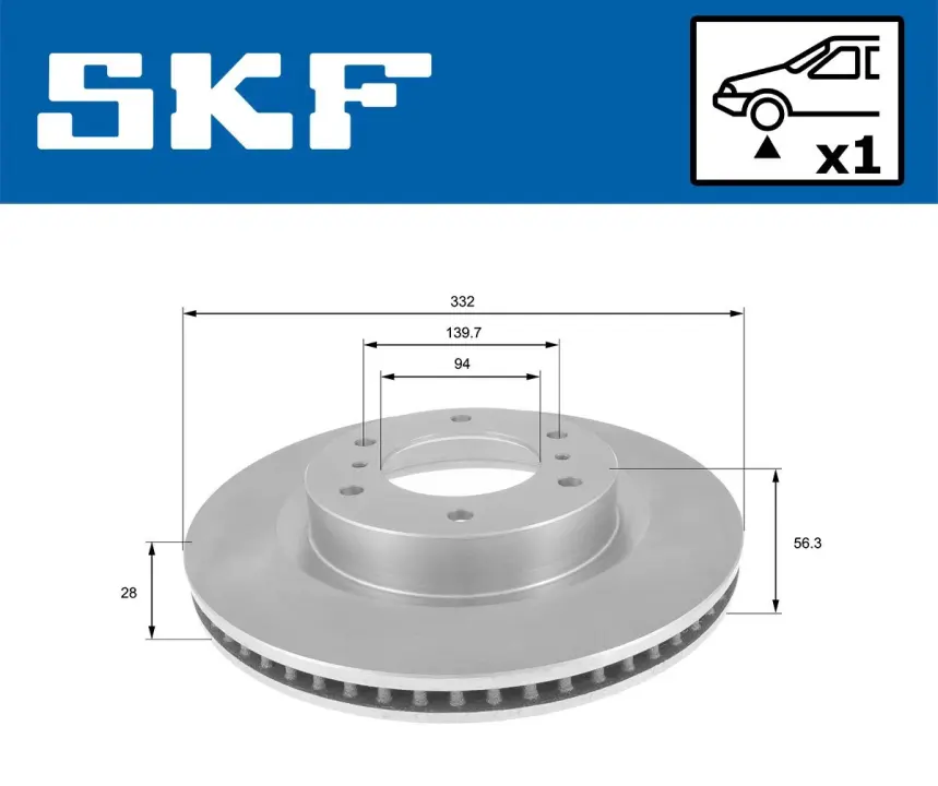 MITSUBISHI гальмівний диск передн.Pajero IV 07- SKF VKBD 80433 V1 (фото 1)