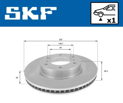 MITSUBISHI гальмівний диск передн.Pajero IV 07- SKF VKBD 80433 V1
