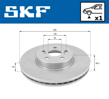 TOYOTA гальмівний диск передн. Avensis 03 2.0d,2.4i 03- SKF VKBD 80437 V1